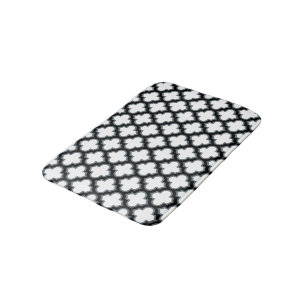 Weiße und schwarze Trellis, Gitter, Quatrefolie Badematte