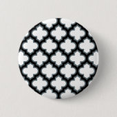 Weiße und schwarze Trellis, Gitter, Quatrefolie Button (Vorderseite)