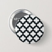 Weiße und schwarze Trellis, Gitter, Quatrefolie Button (Vorne & Hinten)