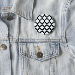 Weiße und schwarze Trellis, Gitter, Quatrefolie Button