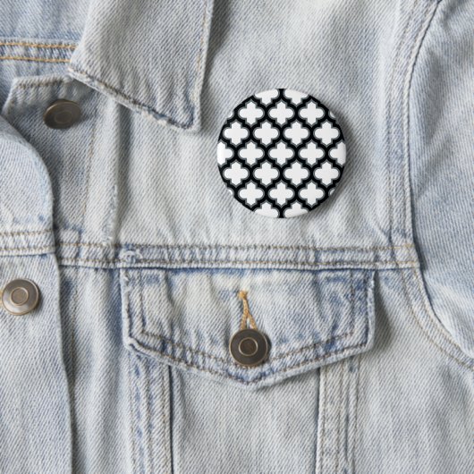 Weiße und schwarze Trellis, Gitter, Quatrefolie Button (Beispiel)