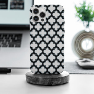 Weiße und schwarze Trellis, Gitter, Quatrefolie Case-Mate iPhone Hülle