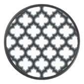 Weiße und schwarze Trellis, Gitter, Quatrefolie Eishockey Puck (Vorderseite)