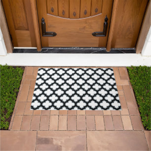 Weiße und schwarze Trellis, Gitter, Quatrefolie Fußmatte