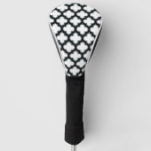 Weiße und schwarze Trellis, Gitter, Quatrefolie Golf Headcover (Vorderseite)
