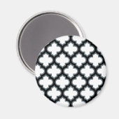Weiße und schwarze Trellis, Gitter, Quatrefolie Magnet (Vorderseite/Rückseite)