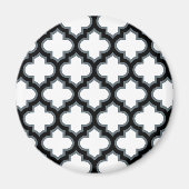 Weiße und schwarze Trellis, Gitter, Quatrefolie Magnet (Vorne)