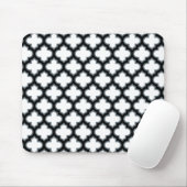 Weiße und schwarze Trellis, Gitter, Quatrefolie Mousepad (Mit Mouse)