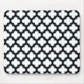 Weiße und schwarze Trellis, Gitter, Quatrefolie Mousepad (Vorne)