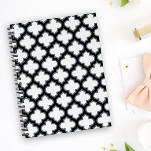 Weiße und schwarze Trellis, Gitter, Quatrefolie Notizblock