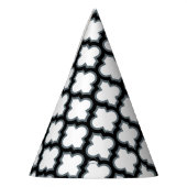 Weiße und schwarze Trellis, Gitter, Quatrefolie Partyhütchen (Links)