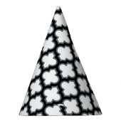 Weiße und schwarze Trellis, Gitter, Quatrefolie Partyhütchen (Rechts)