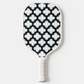 Weiße und schwarze Trellis, Gitter, Quatrefolie Pickleball Schläger (Vorderseite)