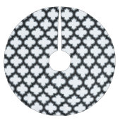Weiße und schwarze Trellis, Gitter, Quatrefolie Polyester Weihnachtsbaumdecke (Vorderseite)
