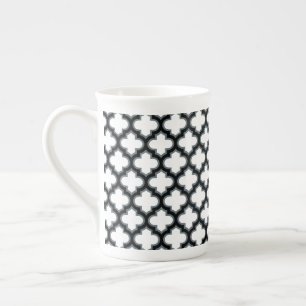 Weiße und schwarze Trellis, Gitter, Quatrefolie Porzellantasse