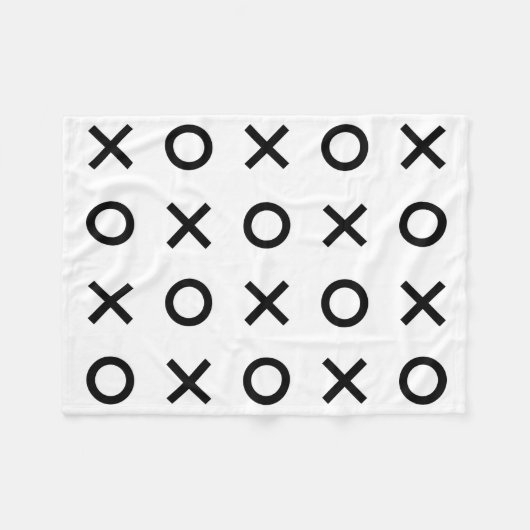 Weiße und schwarze Xs und Os Fleecedecke (Vorderseite (Horizontal))
