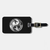 Weiße und schwarze Yin Yang Drachen Gepäckanhänger (Vorderseite horizontal)
