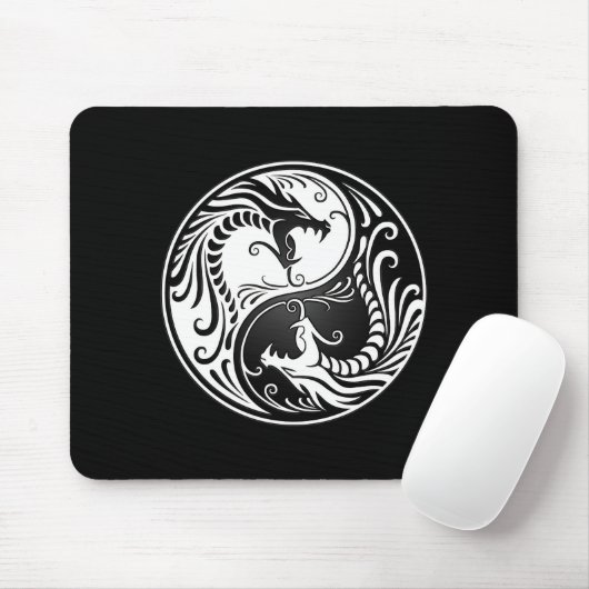 Weiße und schwarze Yin Yang Drachen Mousepad (Mit Mouse)