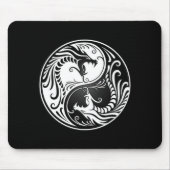 Weiße und schwarze Yin Yang Drachen Mousepad (Vorne)