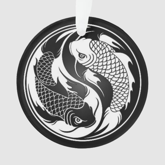 Weiße und schwarze Yin Yang Koi Fische Ornament (Vorderseite)