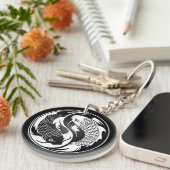 Weiße und schwarze Yin Yang Koi Fische Schlüsselanhänger (Vorderseite rechts)