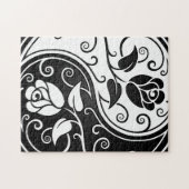 Weiße und schwarze Yin Yang Rosen Puzzle (Horizontal)