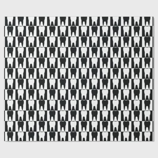 Weiße und schwarze Zahnmuster Geschenkpapier (Flach)