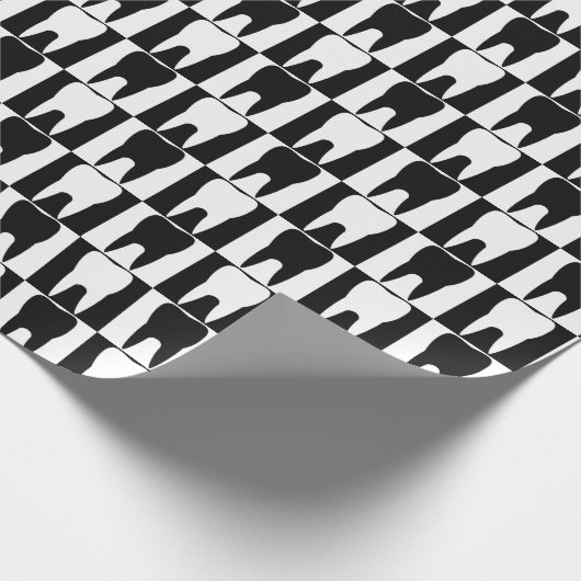 Weiße und schwarze Zahnmuster Geschenkpapier (Ecke)