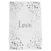 Weiße und silberne Confetti-Punkte Mittlere Geschenktüte (Rückseite)