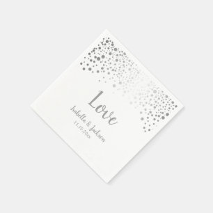 Weiße und silberne Confetti-Punkte Serviette