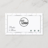 Weiße und silberne Rahmen mit Diamanten und Logo Visitenkarte (Vorderseite)
