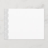 Weiße und silberne Spitze Save the Date Hochzeit A Ankündigungspostkarte (Rückseite)