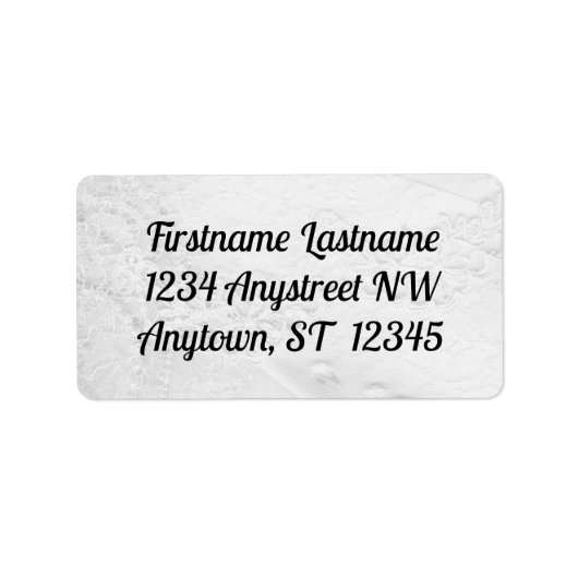 Weiße und silberne Spitzen und Perlen auf Satin We Adressaufkleber (Vorne)