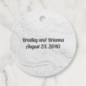 Weiße und silberne Spitzen und Perlen auf Satin We Geschenkanhänger (Vorderseite)