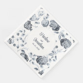 Weiße und silberne Vintage Blumenweinhochzeit Serviette (Ecke)