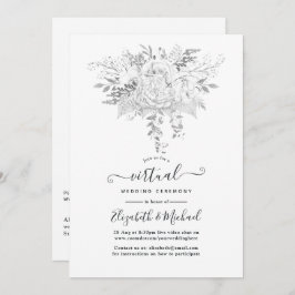Weiße und silberne Vintage Rose Virtual Wedding Einladung