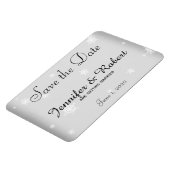 Weiße und Silberschneeflocke Hochzeit retten das D Magnet (Linke Seite)