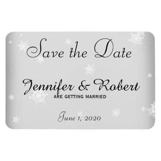 Weiße und Silberschneeflocke Hochzeit retten das D Magnet (Horizontal)