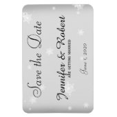 Weiße und Silberschneeflocke Hochzeit retten das D Magnet (Vertikal)