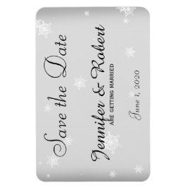 Weiße und Silberschneeflocke Hochzeit retten das D Magnet