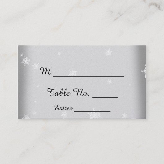 Weiße und Silberschneeflocken Hochzeitssehen-Platz Platzkarte (Vorderseite)