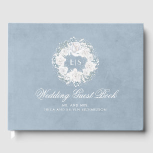 Weiße und staubblaue Baby's Breath Hochzeit Gästebuch