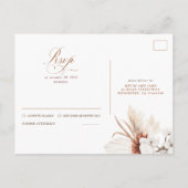 Weiße und Terracotta-Blume Hochzeit RSVP Postkarte (Rückseite)