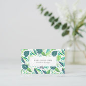 Weiße und tropische grüne Blattmuster Visitenkarte (Stehend Vorderseite)