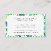 Weiße und tropische grüne Blattmuster Visitenkarte (Rückseite)