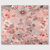 Weiße und violette Blumen auf rosa Mustern Geschenkpapier (Flach)