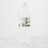Weiße und violette Blumen, Blätter Label Set Wasserflaschenetikett (Vorderseite)