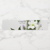 Weiße und violette Blumen, Blätter Label Set Wasserflaschenetikett (Einzelnes Label)