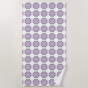 Weiße und violette geometrische Mandala-Muster-Han Strandtuch