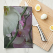 Weiße und violette Orchideen Geschirrtuch (Viertel Falte)